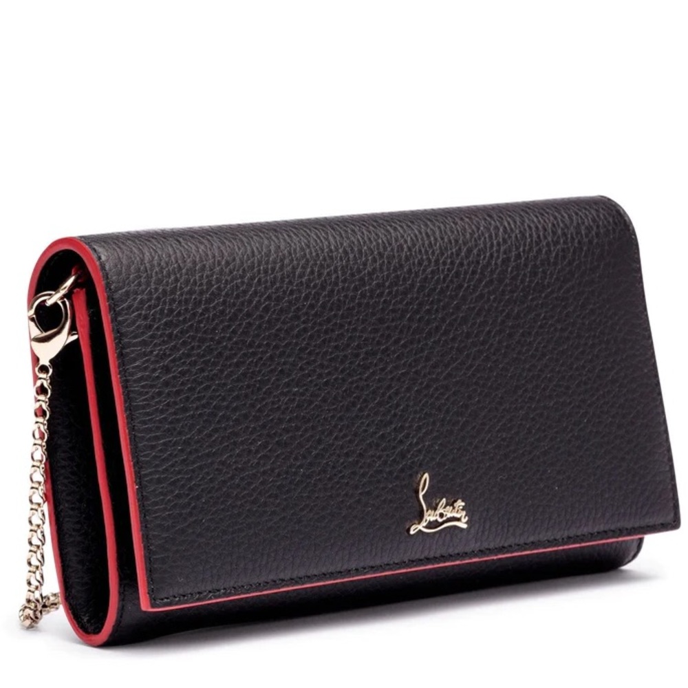 Christian Louboutin Black Leather Wallet with Red Trim